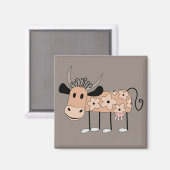 Cute geïllustreerde Koe Magneet (Voorkant / Achterkant)