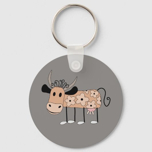 Cute geïllustreerde Koe Sleutelhanger (Voorkant)