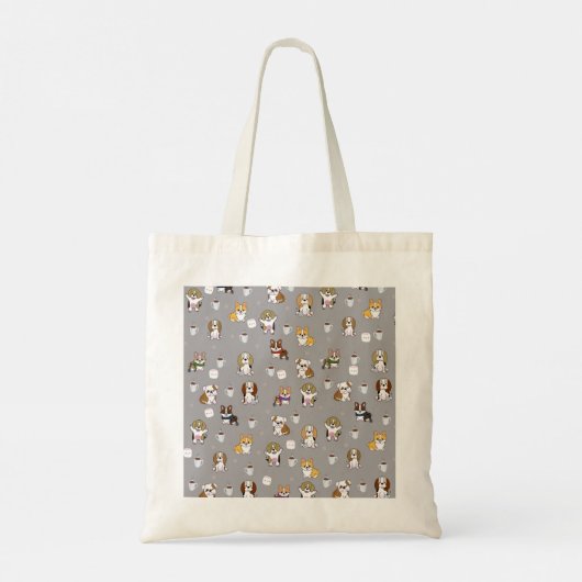 Cute geïllustreerde puppies Canvas tas (Achterkant)