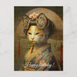 Cute geisha cat. Personaliseren. Briefkaart