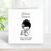 Cute Geisha Girl Adres Rubberstempel