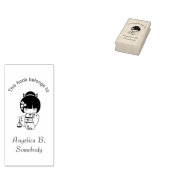 Cute Geisha Girl Bookplate Rubberstempel (Gestempeld)