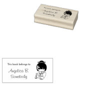 Cute Geisha Girl Bookplate Rubberstempel (Gestempeld)