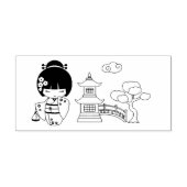 Cute Geisha Girl in Kimono Scrapbook Rubberstempel (Afrduk)