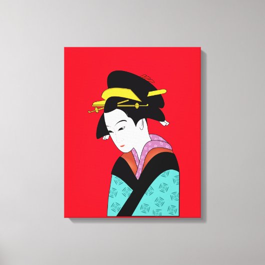 Cute Geisha Japanse kunst Canvas Afdruk (Voorkant)