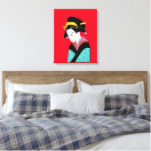 Cute Geisha Japanse kunst Canvas Afdruk (Insitu (Slaapkamer))