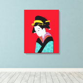 Cute Geisha Japanse kunst Canvas Afdruk (Insitu (Houten vloer))