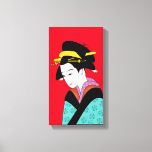 Cute Geisha Japanse kunst Canvas Afdruk