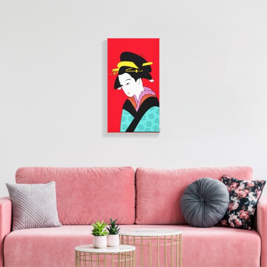 Cute Geisha Japanse kunst Canvas Afdruk (Insitu (Woonkamer))
