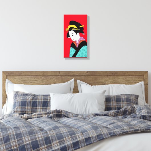 Cute Geisha Japanse kunst Canvas Afdruk (Insitu (Slaapkamer))