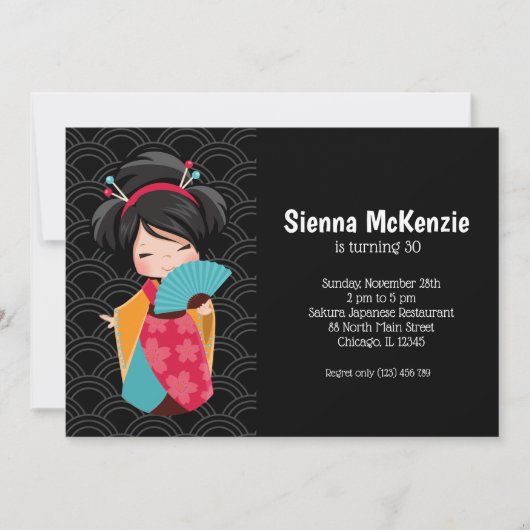 Cute Geisha * kies uw achtergrondkleur Kaart (Voorkant)