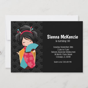 Cute Geisha * kies uw achtergrondkleur Kaart