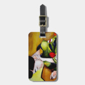 Cute Geisha met groene kimono originele kunst Bagagelabel (Voorkant verticaal)
