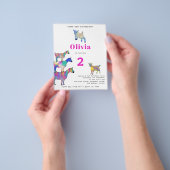 Cute Geiten Meisjes 2de verjaardagsfeestje roze Flyer (Hand)