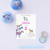 Cute Geiten Meisjes 2de verjaardagsfeestje roze Flyer (Enkel)