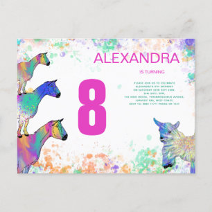 Cute Geitjes Meisjes 8e Verjaardagsfeestje Uitnodiging Briefkaart