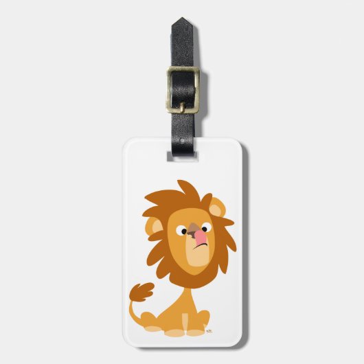 Cute Gekke Cartoon Lion Bagagelabel (Voorkant verticaal)