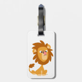 Cute Gekke Cartoon Lion Bagagelabel (Achterkant verticaal)