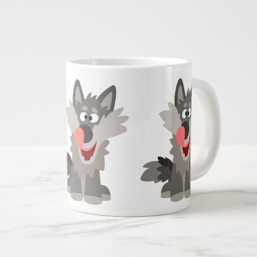 Cute Gekke Cartoon Wolf Grote Koffiekop (Voorkant rechts)