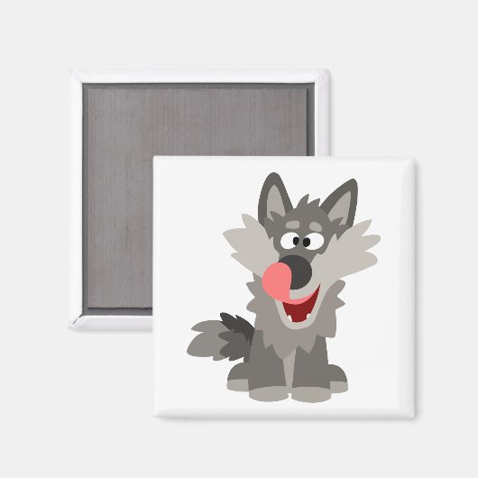 Cute Gekke Cartoon Wolf Magneet (Voorkant / Achterkant)