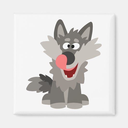 Cute Gekke Cartoon Wolf Magneet (Voorkant)