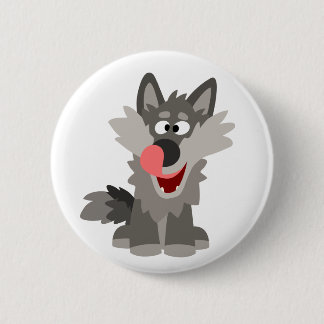 Cute Gekke Cartoon Wolf Ronde Button 5,7 Cm