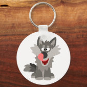 Cute Gekke Cartoon Wolf Sleutelhanger (Voorkant)