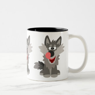 Cute Gekke Cartoon Wolf Tweekleurige Koffiemok