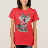 Cute Gekke Cartoon Wolf Women T-Shirt (Voorkant)