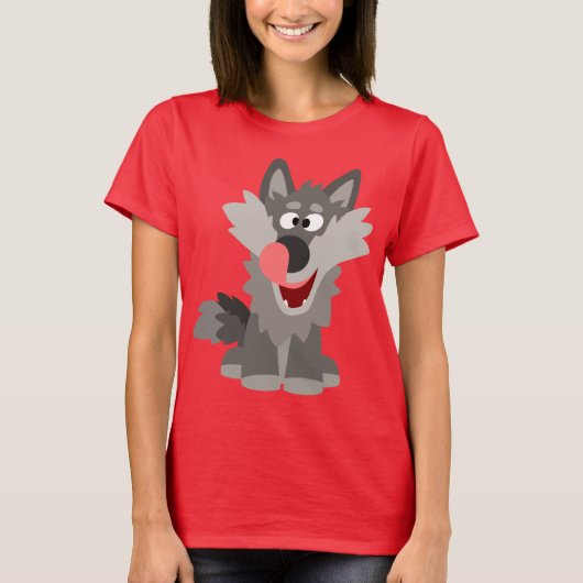 Cute Gekke Cartoon Wolf Women T-Shirt (Voorkant)