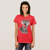 Cute Gekke Cartoon Wolf Women T-Shirt (Voorkant volledig)