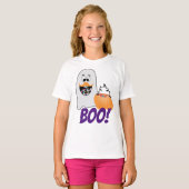 Cute Gekke Halloween Ghost Pumpkin Boo Kinder T-shirt (Voorkant volledig)