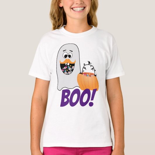 Cute Gekke Halloween Ghost Pumpkin Boo Kinder T-shirt (Voorkant)