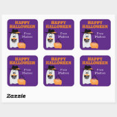 Cute Gekke Halloween Ghost Sweet tooth Kinder Vierkante Sticker (Vel)
