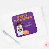 Cute Gekke Halloween Ghost Sweet tooth Kinder Vierkante Sticker (Envelop)