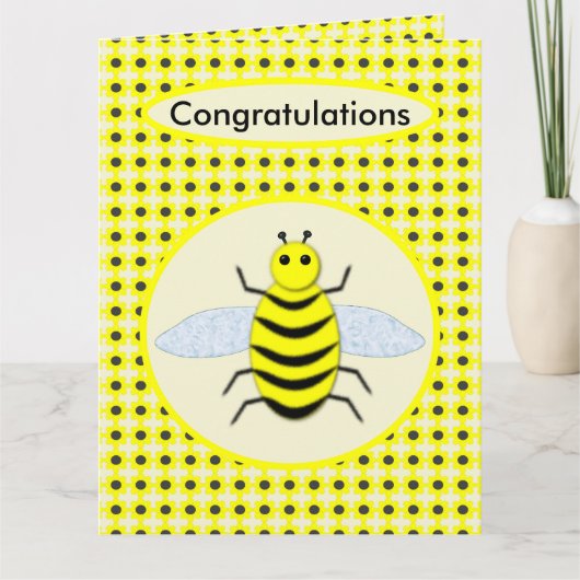 Cute Gele Baby Bij Geslacht Reveal Neutraal Kaart (Voorkant)