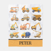 Cute Gele Bouwvoertuigen Patroon Fleece Deken (Voorkant)