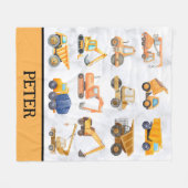 Cute Gele Bouwvoertuigen Patroon Fleece Deken (Voorkant (Horizontaal))