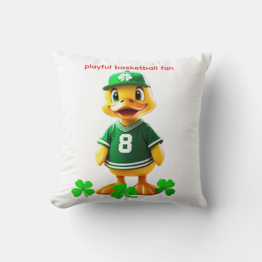 Cute Gele Eend in Celtics Jersey – Unreal Engine Kussen (Voorkant)
