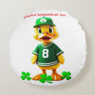 Cute gele eend in Celtics-shirt – Unreal Engine Rond Kussen