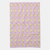 Cute Gele Eendjes Roze Lente Theedoek (Verticaal)