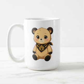 Cute Gele en Zwarte Ancap Teddibeer Koffiemok