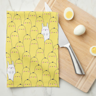 Cute Gele Pasen Kuikens Eieren Patroon Theedoek