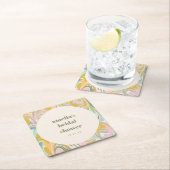 Cute Gele Pastel Abstracte Custom Bruidsdouche Kartonnen Onderzetters (Insitu)