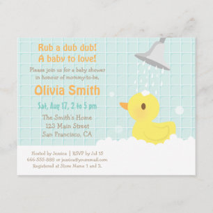 Cute Gele Rubber Eendje Baby Shower Uitnodigingen