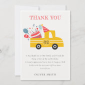 Cute Gele Verjaardagsfeest Cake Truck voor elke le Bedankkaart (Voorkant)