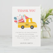 Cute Gele Verjaardagstaart Truck voor elke Leeftij Bedankkaart (Staand voorkant)