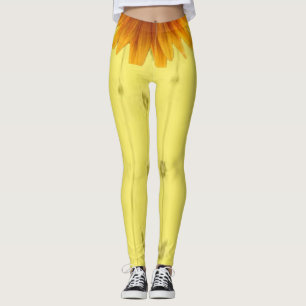 Cute Gele Zonnebloem Leggings Lang