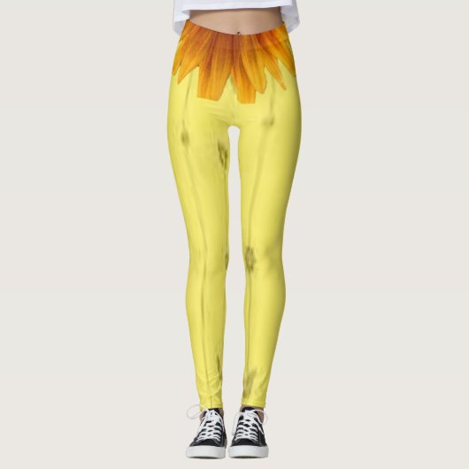 Cute Gele Zonnebloem Leggings Lang (Voorkant)