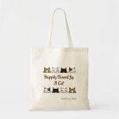 Cute "Gelukkig eigendom van een kat" Tote Bag (Voorkant)